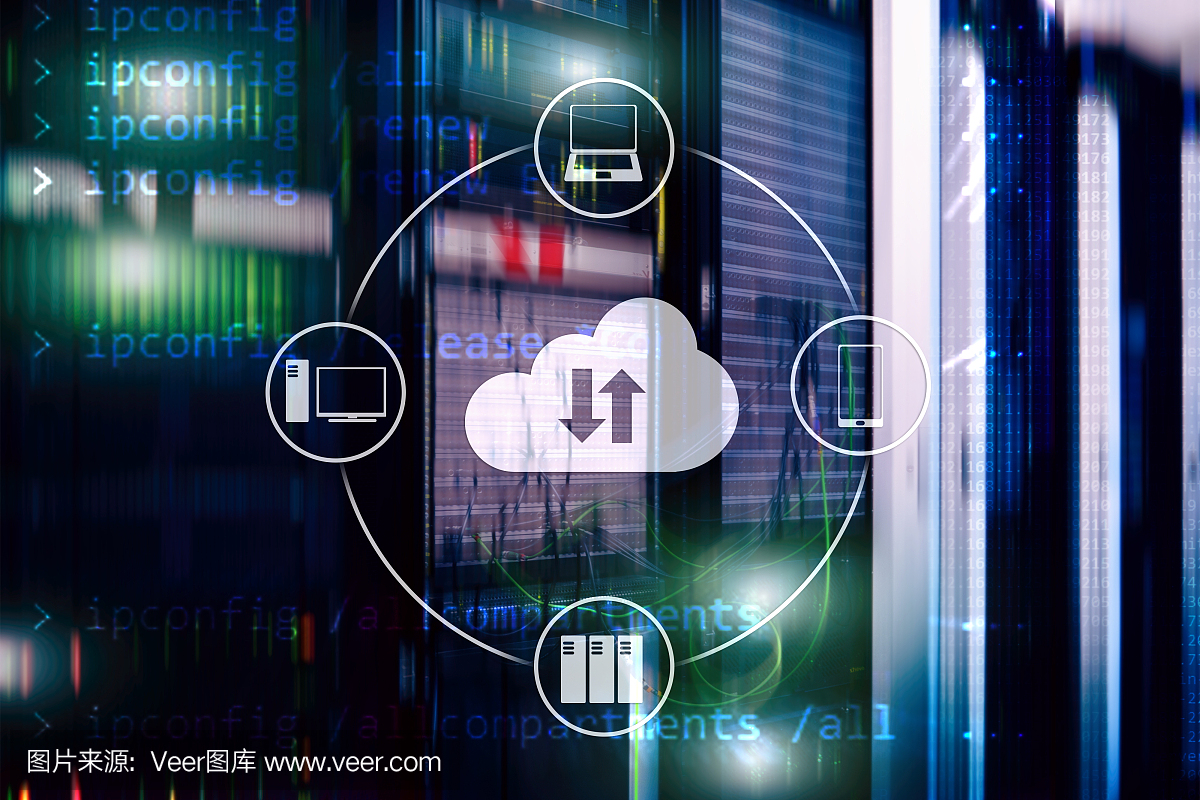 云服務器與計算、數據存儲與處理。互聯網和技術的概念。